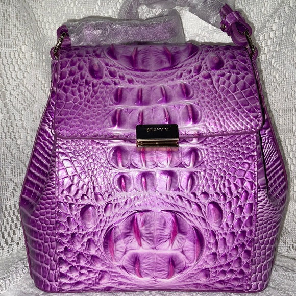 Brahmin Handbags - Brahmin Purple Croc-Embossed Crossbody Bag